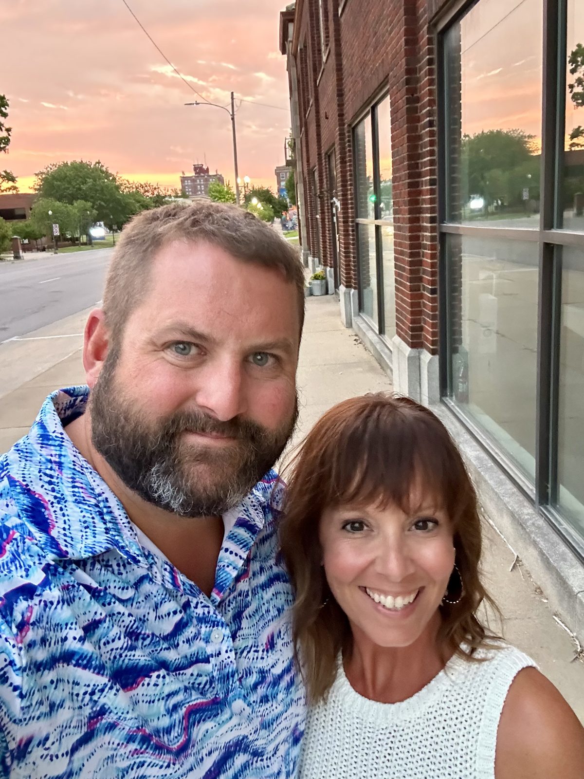 Jamie and Laci downtown at sunset