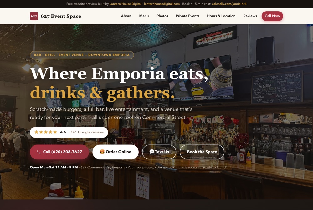 627 Event Space website