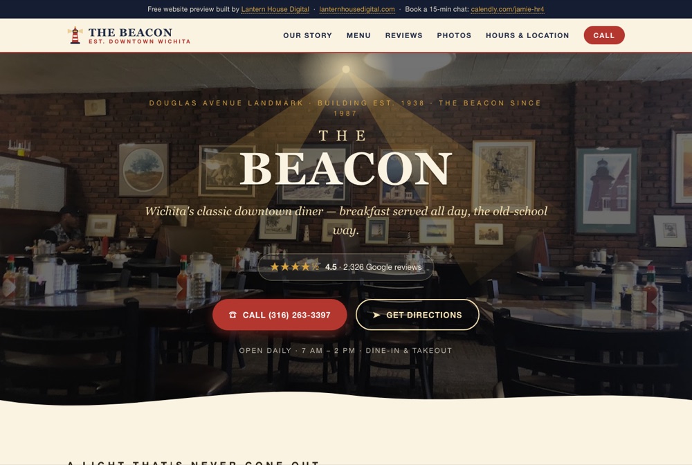 The Beacon Restaurant website