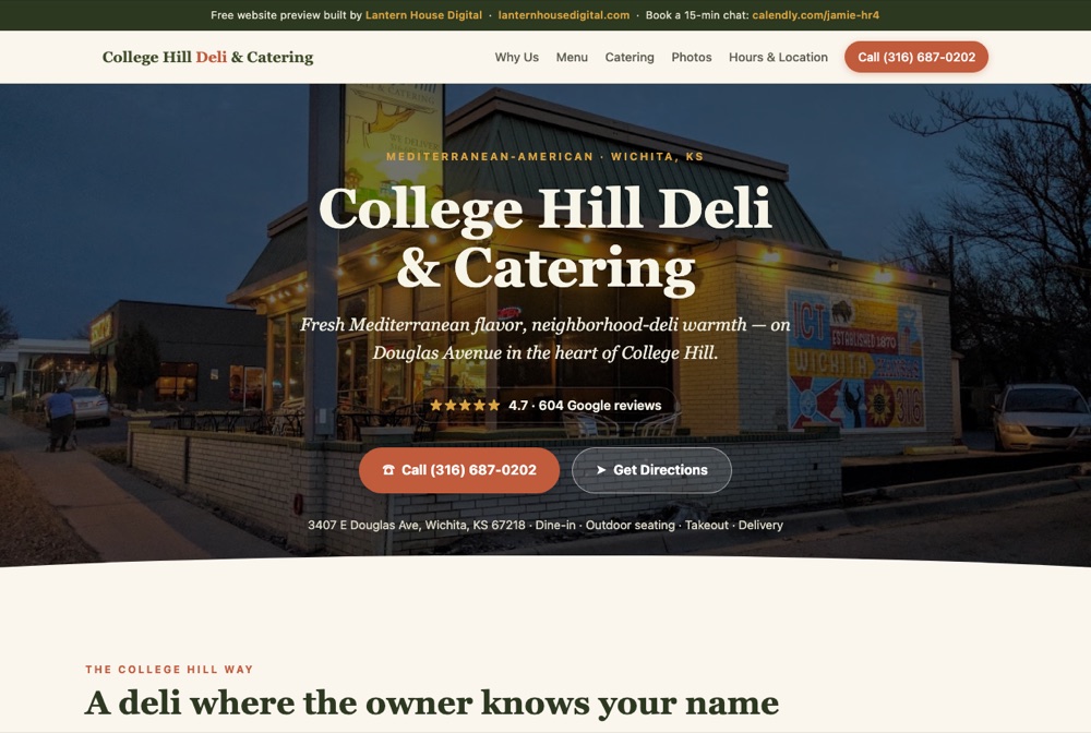 College Hill Deli website